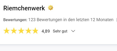 Screenshot aller Bewergungen von Trusted Shops mit einem Wert von 4,89